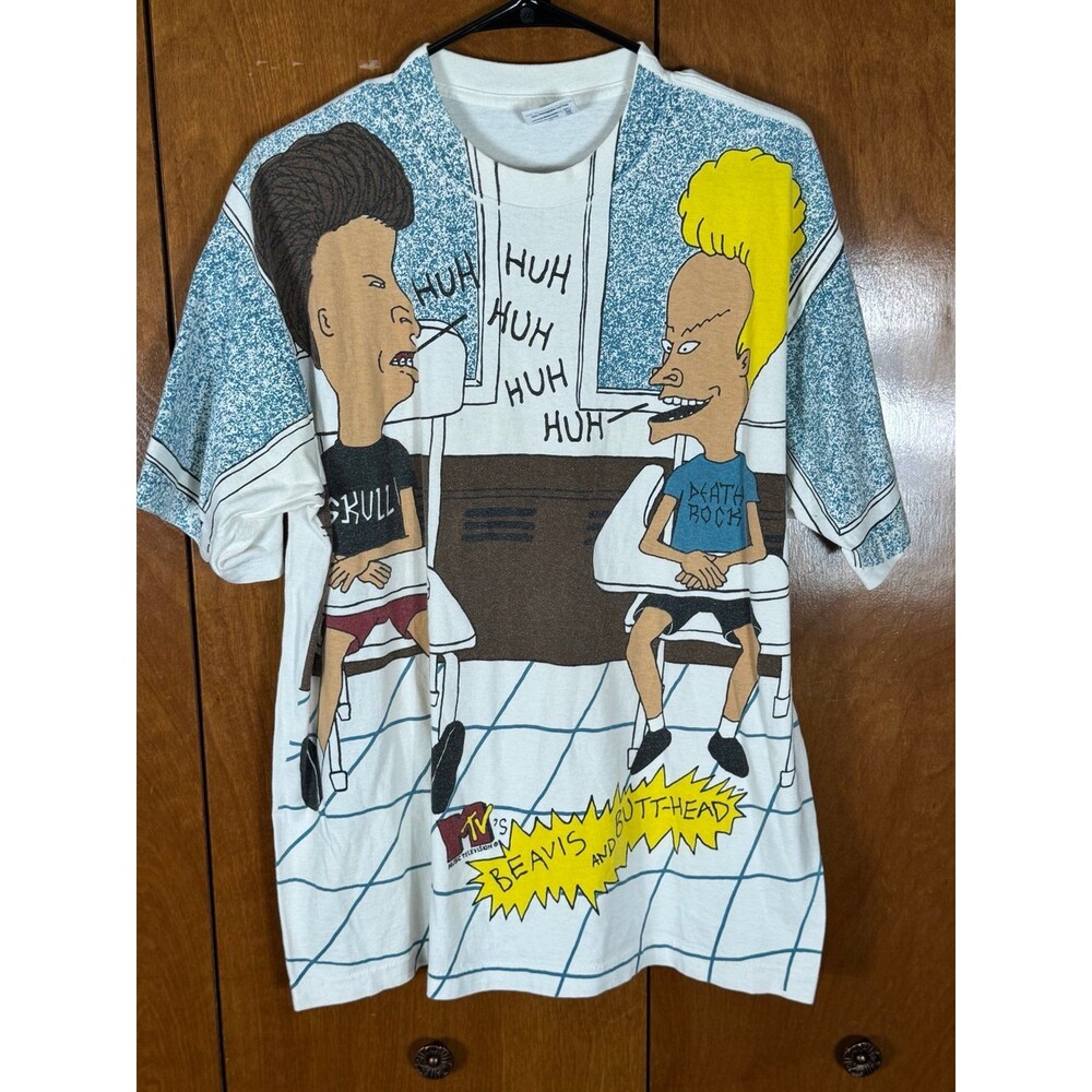 Vintage Beavis & Butt Head 90s MTV All Over Print AOP Shirt XL Stanley DeSantis